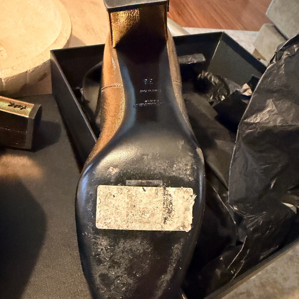 Authentic Saint Laurent Cracked Metallic Gold LouLou Boots Size 38 - Picture 14 of 16